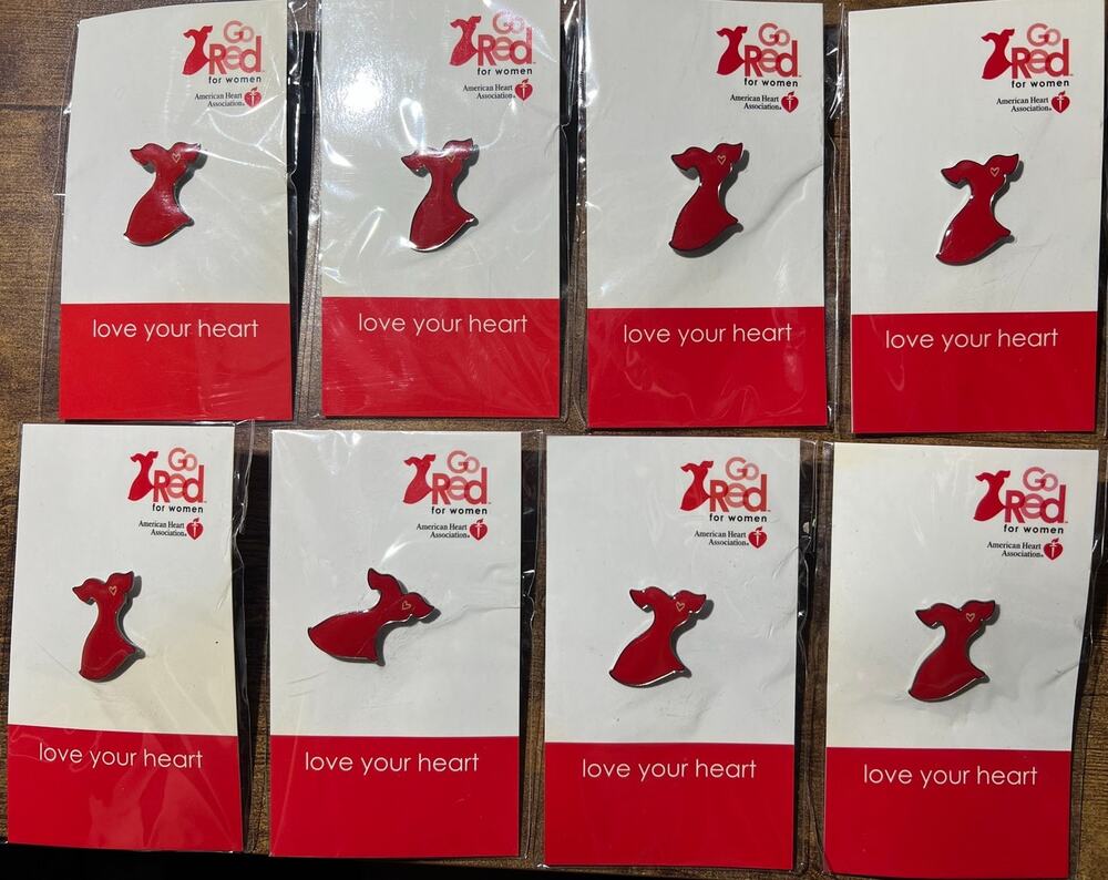 Set Of 8 - 2007 American Heart Association NEW Red Dress Pin Macy’s Go Red